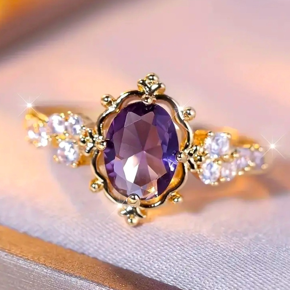 Vintage Style Purple Gemstone Ring
